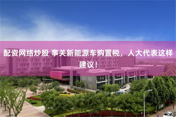 配资网络炒股 事关新能源车购置税，人大代表这样建议！