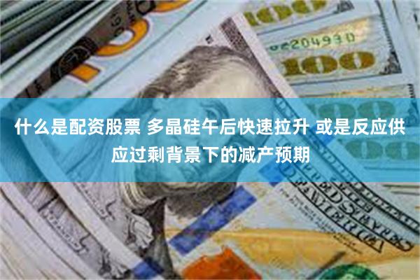 什么是配资股票 多晶硅午后快速拉升 或是反应供应过剩背景下的减产预期