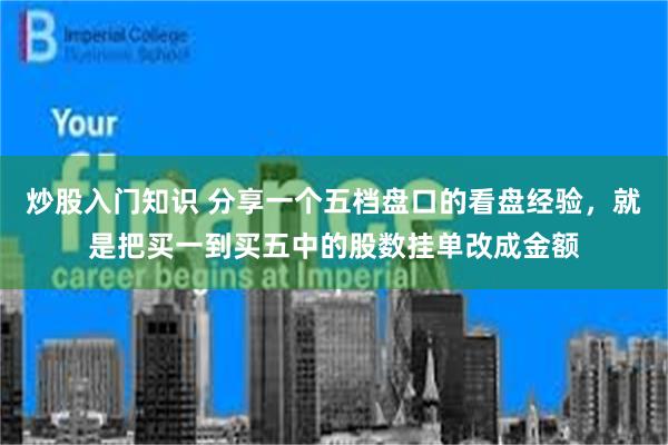 炒股入门知识 分享一个五档盘口的看盘经验,就是把买一到买五中的股数挂单改成金额